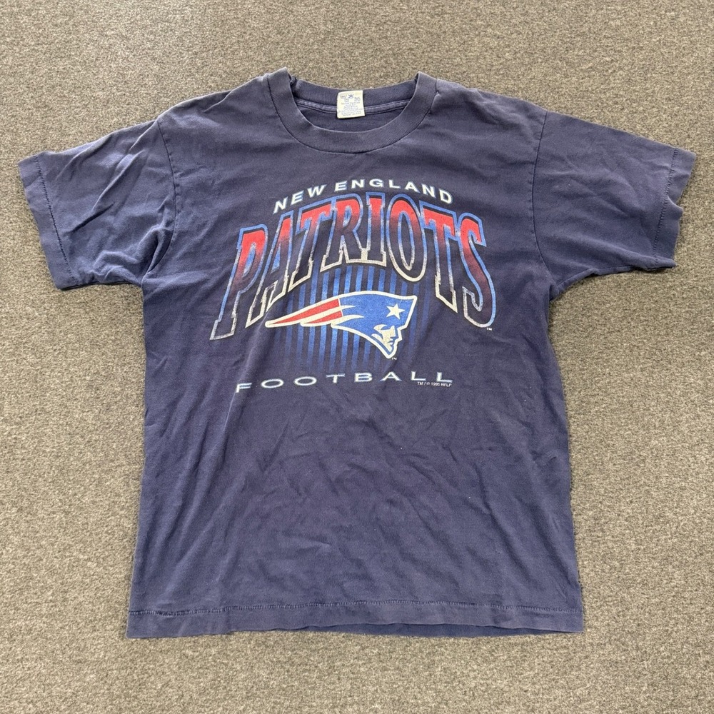 1995 Salem New England Patriots T-Shirt Mens M Navy Good Single Stitch NFL VTG